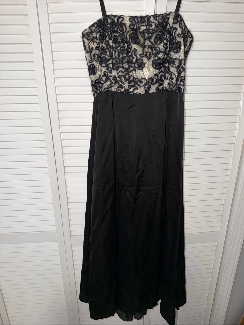 Pianoforte by MaxMara Black and Ivory Lace Strap Maxi Dress